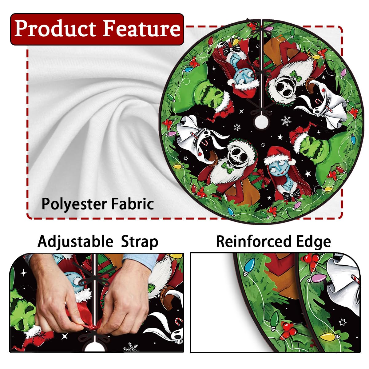 Christmas Tree Skirt 48 Inch Tree Collar Holiday New Year Winter Xmas Tree Decor Christmas Decorations for Home Party Yarcooly