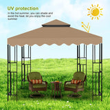 10'X10' Gazebo Canopy Top Replacement, Double Tier Gazebo Canopy Replacement Top Cover with Air Vent, Grill Gazebo Top Roof for Shop Garden Patio Yard Outdoor, Pavilion Cover Sunshade (Khaki A) Qdreclod