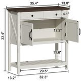 ChooChoo Farmhouse Console Table, Entryway Table with Storage Shelf, Coffee Bar Cabinet, Narrow Buffet Sideboard for Kitchen, Hallway, Living Room, White ChooChoo