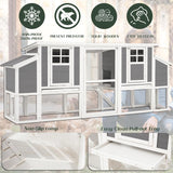 AECOJOY 98'' Extra Large Chicken Coop with Run, Wood Chicken House for 6-8 Chickens with 4 Nesting Boxes & Pull-Out Tray, Outdoor Hen Fence Poultry Pet Cage for Backyard AECOJOY