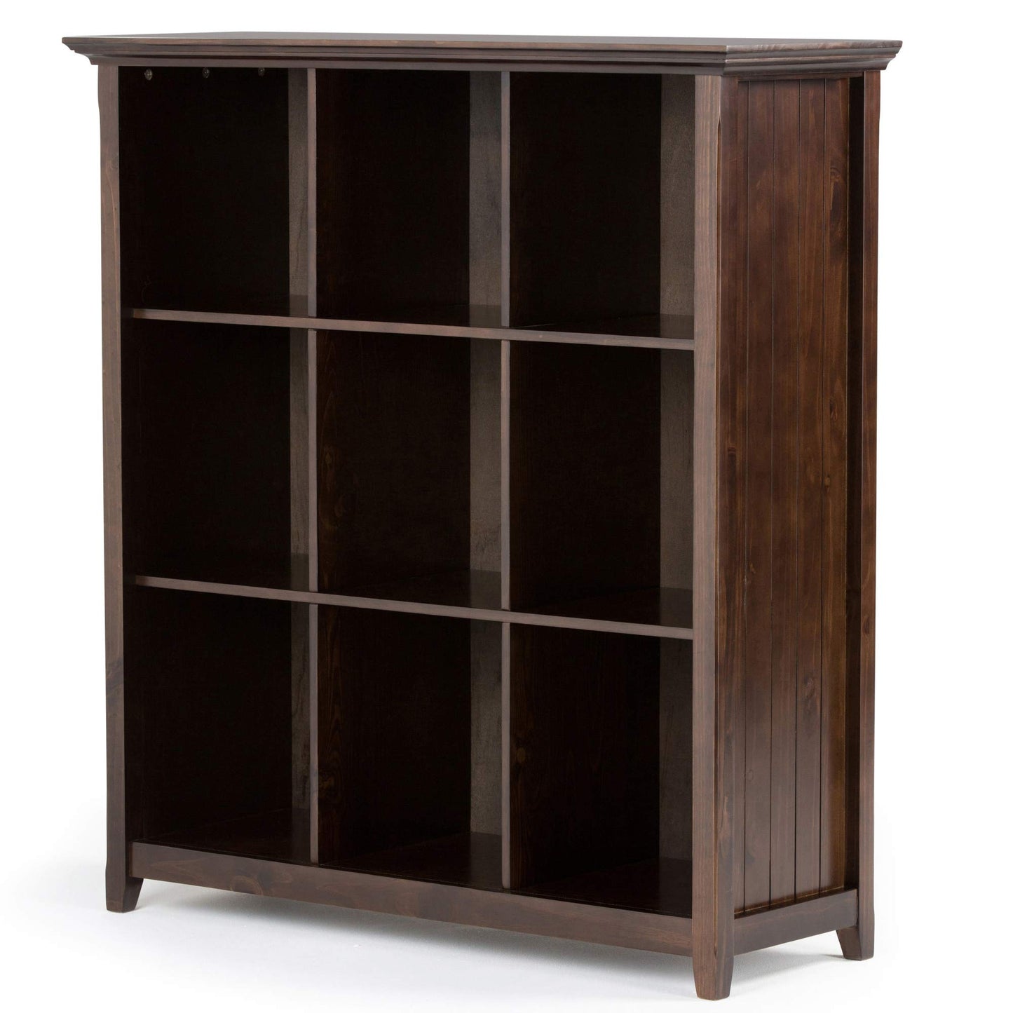 SIMPLIHOME Acadian SOLID WOOD 44 Inch Transitional 9 Cube Bookcase and Storage Unit in Brunette Brown, For the Living Room, Study Room and Office - WoodArtSupply