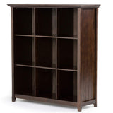 SIMPLIHOME Acadian SOLID WOOD 44 Inch Transitional 9 Cube Bookcase and Storage Unit in Brunette Brown, For the Living Room, Study Room and Office SIMPLIHOME