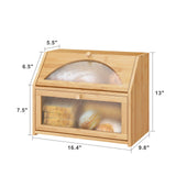 Vriccc Large Bread Box, Bamboo Wood Bread Box for Kitchen Counter, Double-layer Bread Storage Bin, Acrylic glass with Diamond Patterns Vriccc