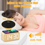 URAYCO Wood Digital Alarm Clock with 10W Fast Wireless Charger, USB Charging Ports, DST, Dimmable, Snooze, Large Number LED Display for Bedrooms, Desk, Living Room Table, Bedside, Nightstand (Bamboo) URAYCO
