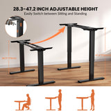 CROWNFURN Dual Motor Electric Standing Desk Frame, Height Adjustable Desk Legs with 330 lbs Capacity, for Max 90″ x 44″ Desktop, Ergonomic Sit Stand Up Desk Base Workstation for Home Office, Black Frame Only CROWNFURN
