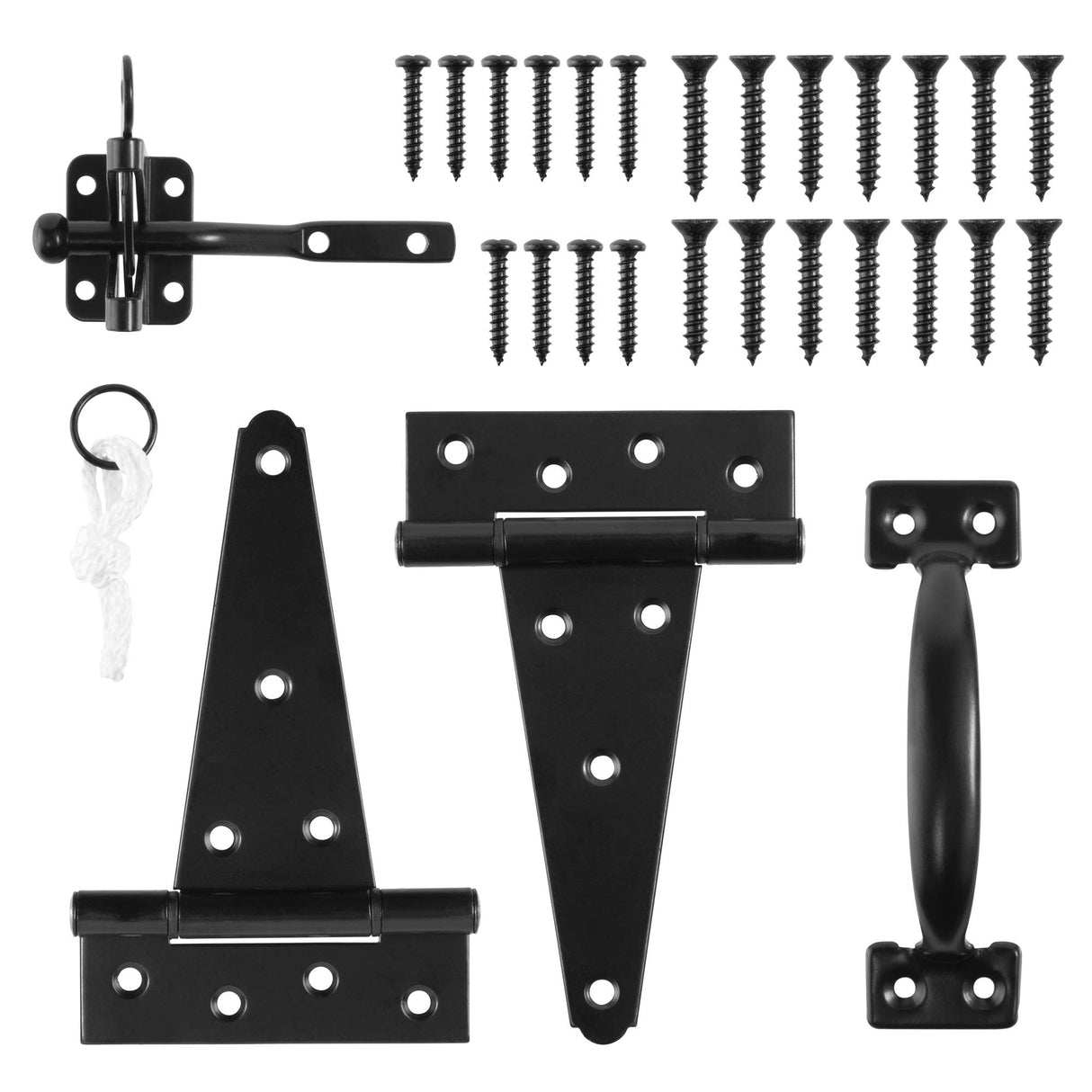 Heavy Duty Gate Hardware Kit,with Self Locking Gate Latch,2 PCS 6inch T-Hinges,1 PC 6.5inch Gate Handle SANKINS