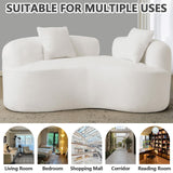 Thctvous 67" Beige Curved Loveseat with Round Armrest, Round Couch in a Box, Boneless Curved Sofa for Living Room Bedroom Small Space, Teddy, No Assembly (White) Thctvous