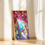 QIOUOL 5D Diamond Art Kits for Adults Beginners,Seaside Town DIY Painting with Round Full Drill Diamonds Painting Mosaic Gems Art for Home Office Wall Decor 12x16 Inch QIOUOL