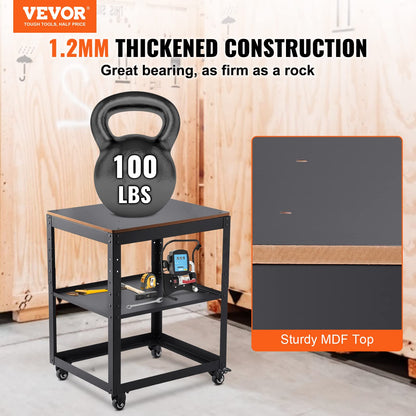 VEVOR Planer Stand, 100 lbs / 45 kg heavy loads, Three-Gear Height Adjustable Thickness Planer Table,with 4 Stable Casters & Storage Space, for most planers, saws, bench-top machines, power t - WoodArtSupply