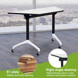 CUAOCEZ Conference Room Table Foldable Flip Top Mobile Training Table,combinable trapezoidal Conference Table Computer Desk,Metal Frame,with Modesty and Lockable Wheels Seminar Training Table (8PCS) CUAOCEZ