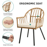 YITAHOME 5 Pieces Patio Dining Table Chair Set, Outdoor Table and Chairs with 4 Holders, Patio Furniture Set with Umbrella Hole, Outdoor Rattan Dining Table Set for Patio, Backyard, Balcony, Garden YITAHOME