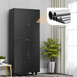 Athena Collection 4 Tier Storage Cabinet with Wheels, Large Capacity 73" Garage Metal Storage Cabinet with Drawer and Adjustable Shelves, Lockable Utility Tall Cabinet for Home Office, Black Athena Collection