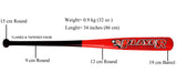 PSG 34" C271-Pro Maple Wooden Baseball Bat - Model: C271 - Size: 34" - Barrel Dia: 2 1/2" - Weight: 32 oz for Proffesional Players & Leagues in Color: Red & Black by Player Sports Goods LLC Player Sports Goods