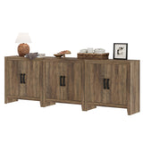 WAMPAT Farmhouse TV Stand for TVs up to 85 Inch, Rustic Wood Entertainment Center & Media Console with 6 Storage Doors, Accent Cabinet for Living Room, Hallway, Rustic Brown WAMPAT