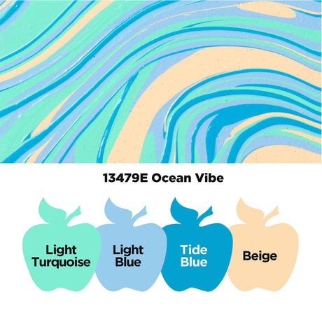 Apple Barrel Ocean Vibe Pre-Mixed Set, Set of 4 Fluid Ready Pour Paints Perfect for DIY Arts and Crafts Projects, 13479E Apple Barrel