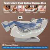 Massage Chair Full Body, SL Track Zero Gravity Massage Chair Recliner with Heating, Bluetooth Speaker, Body Scan, Foot Roller & Airbags Massage, AI Voice Control, Wireless Charging, White Artist hand