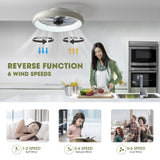 LUDOMIDE Ceiling Fans with Lights and Remote, 20'' Low Profile Flush Mount Ceiling Fan with Lights, 6 Wind Speeds, Modern Dimmable LED Ceiling Fan, Smart Ceiling Fan for Bedroom, Kids Room (White) LUDOMIDE