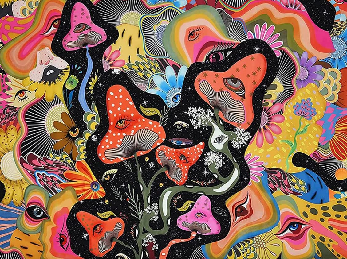 KTHOFCY 5D DIY Diamond Painting Kits for Adults Kids Trippy Mushroom Full Drill Embroidery Cross Stitch Crystal Rhinestone Paintings Pictures Arts Wall Decor Painting Dots Kits 15.7X11.8 in KTHOFCY