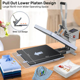 AKEYDIY 15x15 Heat Press, Digital Shirt Press Heat Up Fast & Even, Pro Pull Out Heat Press Lower Platen Slide Out Heat Transfer Sublimation Heat Press Machine for Tshirts, Pillow, Pad, Bag, Purple AKEYDIY