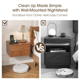 JOINICE Floating Nightstand Set of 2 with Charging Station, Mid Century Modern Wood Wall Mounted Bedside Table with Storage Drawers & Fluted End Table for Bedroom, Home Small Space, Cherry, 2 PCS JOINICE