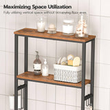 HOOBRO Over The Toilet Storage, 2-Tier Over Toilet Bathroom Organizer Shelf, with Toilet Paper Holder and Hooks, Sturdy, for Bathroom, Toilet, Rustic Brown and Black BF49TS01 HOOBRO