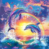 Diosedyer Vivid Dolphin Themed 5D Diamond Painting Kit Drill Crystal Art Craft Set for Adults., Ideal for Home Wall Decor and as a Thoughtful Gift for Holidays Like Thanksgiving and 11.8x11.8 inch Diosedyer