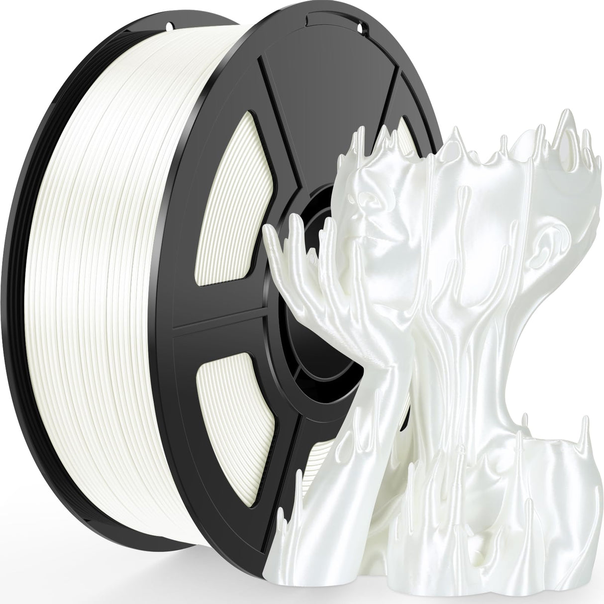 Amoybaby Silk Pearl White PLA Filament 1.75mm, Shiny Silk PLA Clog-Free 3D Printer Filament, Dimensional Accuracy +/- 0.03mm, 1kg(2.2lb), Fits for Most FDM 3D Printers Amoybaby