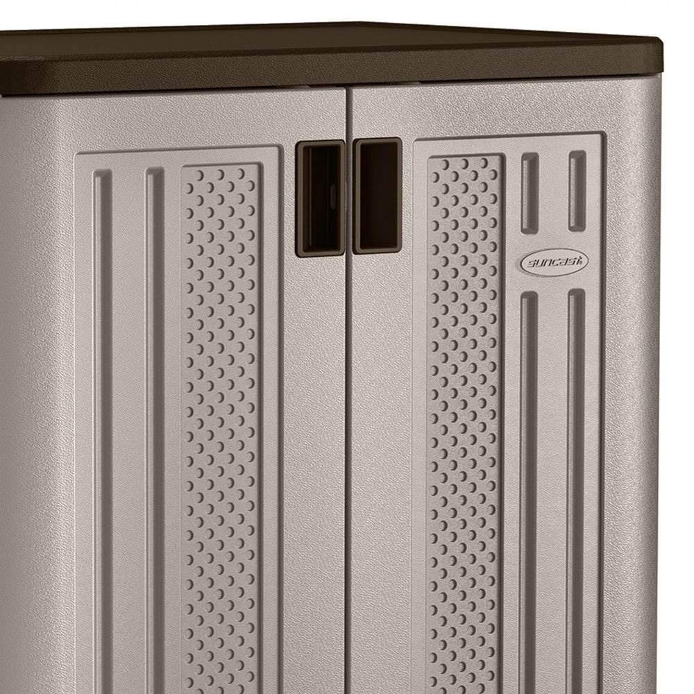 Suncast 2 Pack 9 Cu. Ft. Base Storage Cabinet, Resin Garage Organizer, Platinum Metallic/Slate Suncast