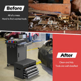 Goplus Tool Chest, 5 Drawers Rolling Tool Cabinet with Detachable Top Toolbox, Universal Lockable Wheels, Lock Bar, Protective Liner & Tool Rack, Metal Tool Storage Cart, Tool Box for Garage Workshop Goplus