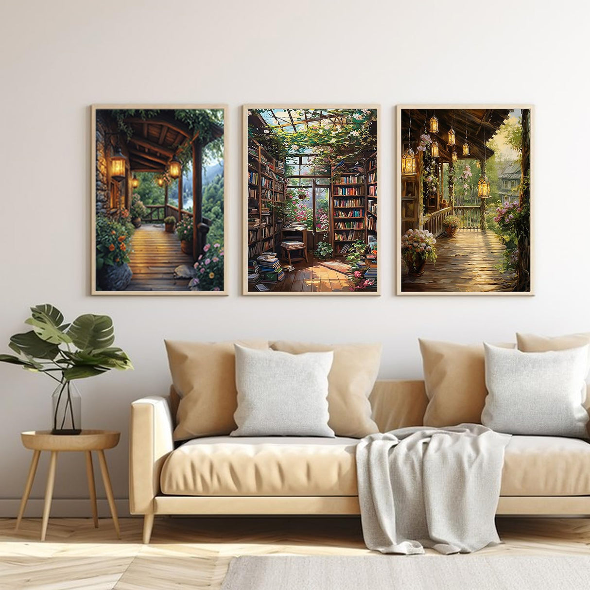 Paint by Numbers for Adults and Kids Beginner, 3 Pack Garden Book Flowers Painting by Number Kits On Canvas, Number Artist Paint by Number Kit DIY Oil Painting Acrylic Paints, Home Wall Decor 12x16in Fairyland JinWenn