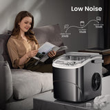 AGLUCKY Ice Makers Countertop with Handle,26.5Lbs/24H,9 Cubes in 6 Mins,2 Sizes of Bullet Ice,Portable Machine with Self-Cleaning,Perfect for Home Kitchen(Black) AGLUCKY