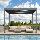 Louvered Pergola, 10 x 10 Aluminum Pergola, Outdoor Modern Design with Adjustable Roof and Hidden Drainage System, Durable for Gardens,Garden Yard, Deck (Dark Gray, 10x10) Oasbira