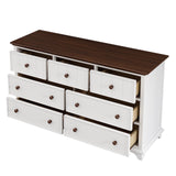 Merax Dresser, White+Walnut Modern Farmhouse Set-Wood 6 Drawers Bedroom, Tall Storage Cabinet for Closet, TV Stand Merax