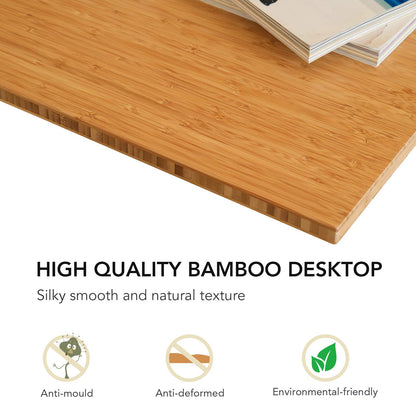 FLEXISPOT EN1 Bamboo Standing Desk 48 x 24 Inches Whole-Piece Curved Natural Bamboo Desktop Ergonomic Electric Sit Stand Up Desk Memory Controller (White Frame + 48" Bamboo Top, 2 Packages - WoodArtSupply