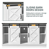 Boyel Living Farmhouse TV Stand for TVs up to 65 Inches,Farmhouse Entertainment Center with 2 Slicing Barn Door，Tv Consol for Living Room,Morden White Boyel Living