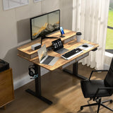 ExaDesk 48 * 30 Inches Electric Standing Widened Desk Adjustable Height with 4 Drawers, Double Storage Shelves Stand Up Desk, Home Office Workstation Sit Stand up Desk (Light Rustic Brown) ExaDesk