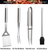 ROMANTICIST 23pc Must-Have BBQ Grill Accessories Set with Thermometer in Case - Stainless Steel Barbecue Tool Set with 2 Grill Mats for Backyard Outdoor Camping - Father's Day Best Barbecue Gift ROMANTICIST