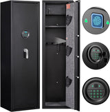 Marcree Biometric Fingerprint Rifle Gun Safe, Quick Access 5-Gun Cabinet Fingerprint Long Gun Safe, Gun Safes for Rifles and Shotguns with Mute Function, 3 Pistol Bags, Pistol Lock Box Marcree