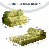 MAXYOYO Folding Sofa Bed, Convertible Sleeper Chair with Pilow Foldable Matress with Back Support, Portable Fold Out Chair Bed for Living Room Bedroom, Green Double MAXYOYO