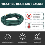 HONDERSON 75FT Outdoor Extension Cord-16/3 SJTW Durable Green Extension Cable with 3 Prong Grounded Plug for Safety,Great for Outside Christmas Decorations HONDERSON