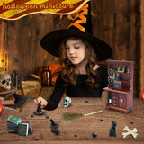 BEIREG Dollhouse Miniatures 1/12 Scale Accessories, Wooden Bookshelf Furniture Set - Magic Bottle&Potion, Witch Frame and Hat, Mini Bookcase, Haunted Dollhouse Halloween Decorations for Kids Gifts BEIREG