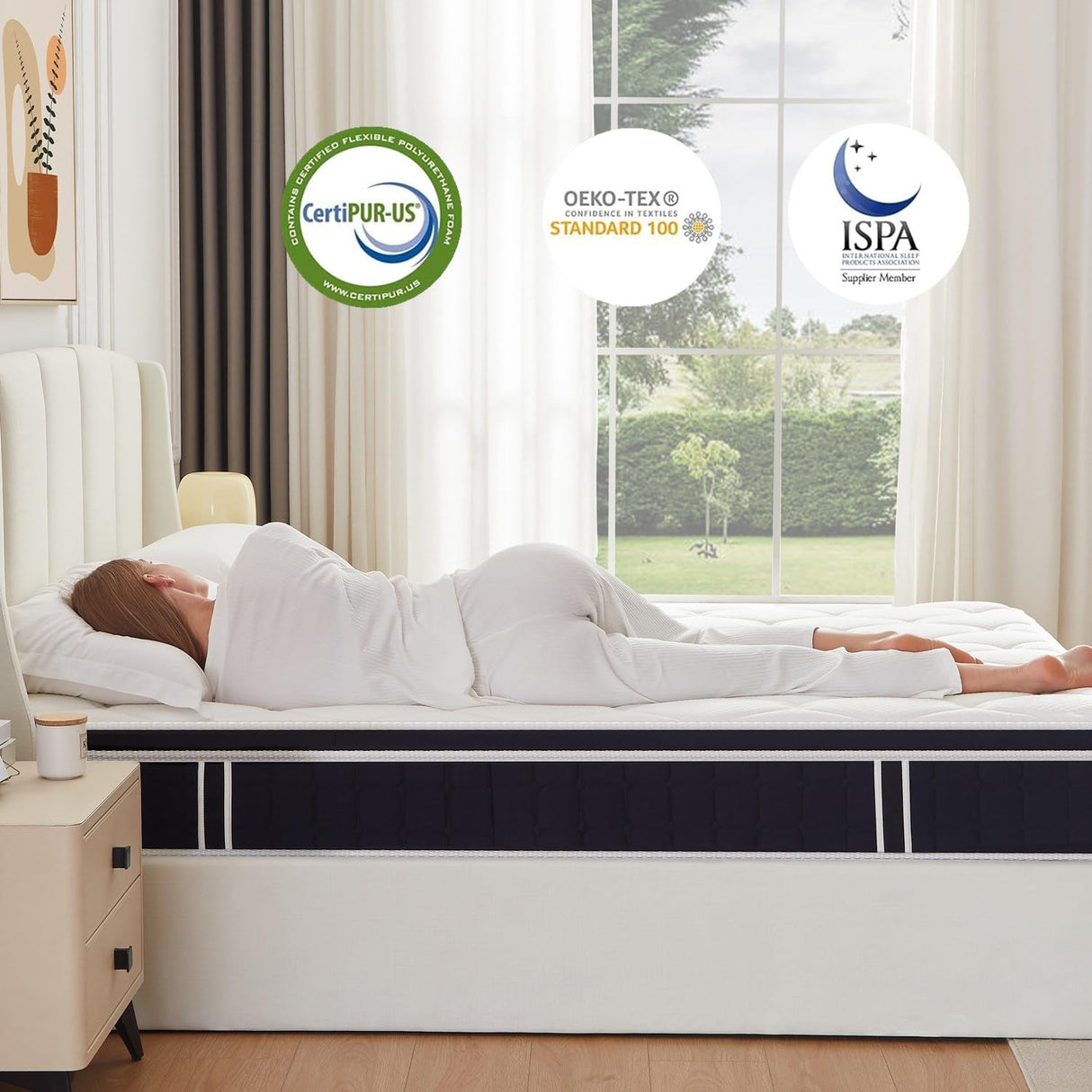 CMFOBAMTS Twin Mattress, 10 Inch Memory Foam Hybrid Mattress in a Box with Independent Spring for Motion Isolation and Pressure Relief, Comfortable Medium Firm Mattress CMFOBAMTS