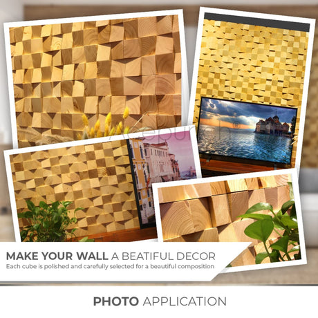 Acepunch 6 Finland Wooden 3D Wall Art Panel Home Decorative Sound Absorbing Dampening Tile Soundproofing Acoustic Music Insulator Noise reduction Studio Room Geometric Style 12x12in AP1234 Acepunch