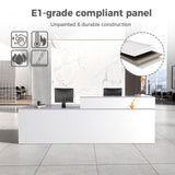 Nuipesn L Shape Reception Desk with Counter, Modern Front Desk Reception Counter with Keyboard Tray, Lockable Drawer and Storage Shelves for Office, Retail, Salon(White+Gray/Left, 63" L*24" W*39" H) Nuipesn