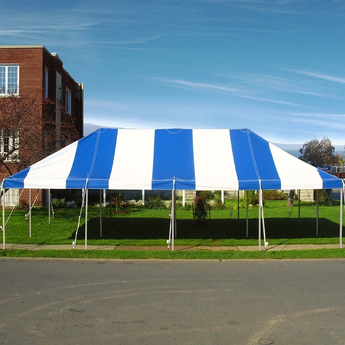 TentandTable 20' x 40' Premium Canopy Tent, Blue/White, Outdoor Pole Tent, 80-160 Person Capacity for Parties, Weddings, Events, Commercial and Residential Use, Large Heavy Duty Vinyl Canopy  - WoodArtSupply