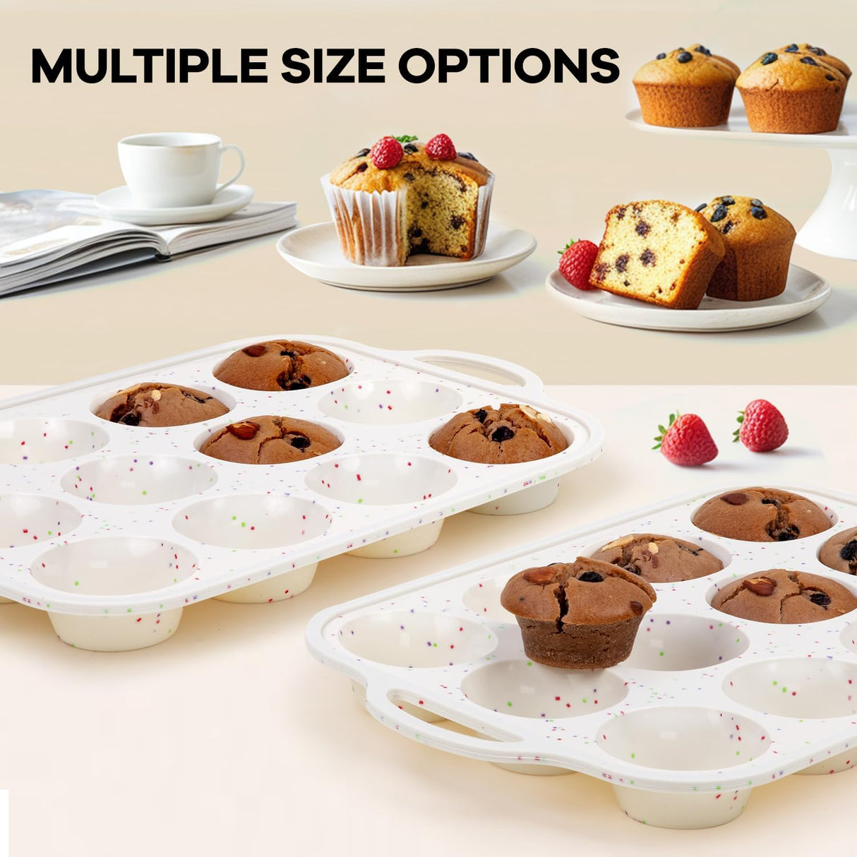 Silicone Muffin Pan with Metal Reinforced Frame - Muffin Pan for Homemade Muffins, Cupcakes, Muffin Cakes, and Bread, Oven and Dishwasher Safe - 12 Cup 1 Pack Fimary