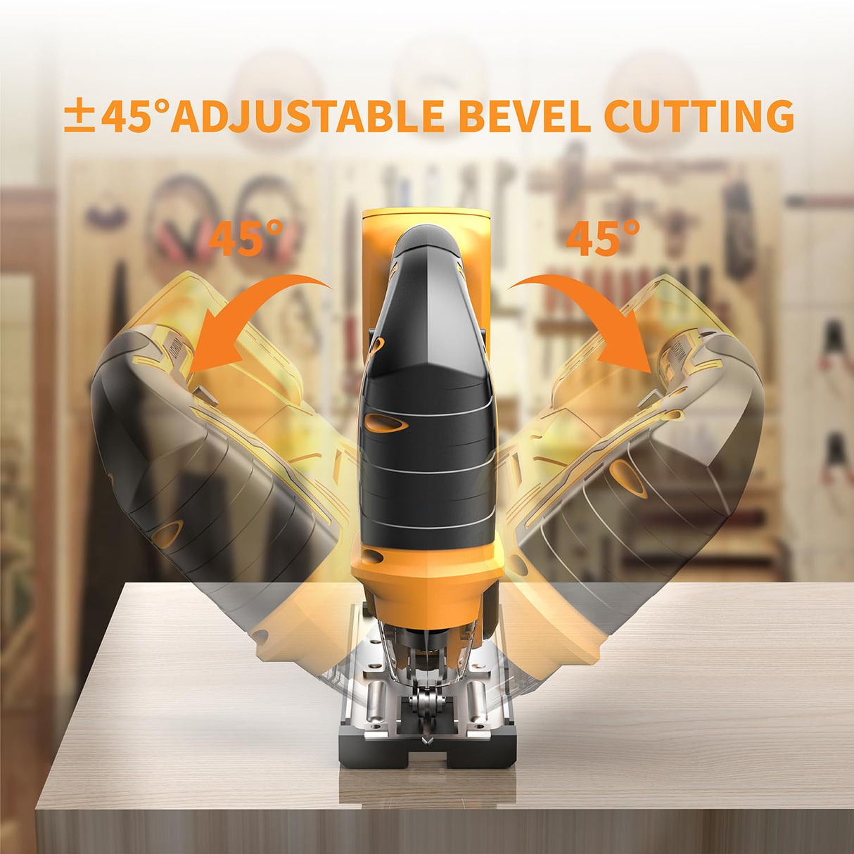 Jig saw compatible with Dewalt 20V Battery (Battery not Included) Cordless Jigsaw with LED Work Light, 0°- 45° Bevel Cuts, 3 Orbital Settings for Straight/Curve/Bevel/Circle Cutting bellaDimora