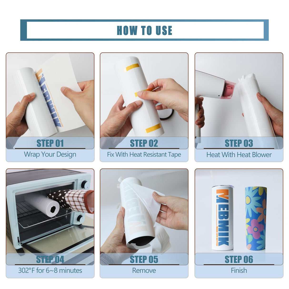 MEBMIK 100pcs 5x10in Shrink Wrap For Sublimation Tumblers,Sublimation Shrink Wrap Sleeves,Heat Shrink Wrap,Tumbler Shrink Wrap Sublimation 20oz Skinny,Sublimation Sleeves For Tumblers,Sublimation Bags MEBMIK