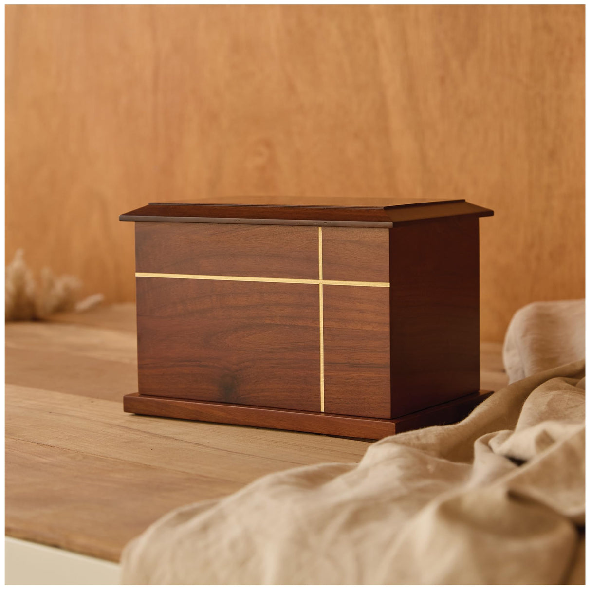 Aspen Studio Cross Urn Walnut Wooden Urn for Cremation Ash Handcrafted Solid Wood Urn Up to 235lbs for Adult Human Ashes Decorative Urns TSA Approved Wooden Urn Aspen Studio