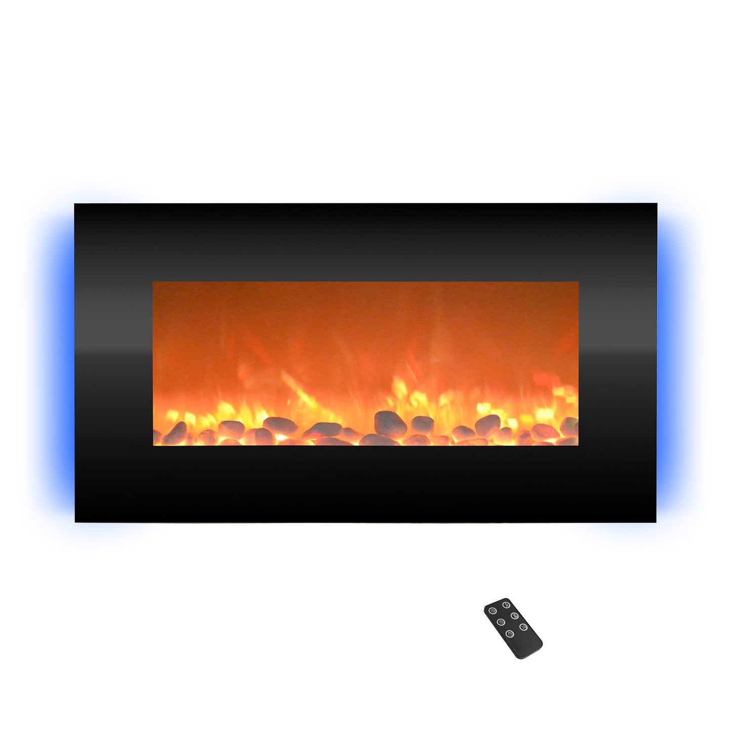 Northwest Electric Fireplace - 30 Inch Wall Mounted Fireplace - 13 Backlight Colors and Remote Controlled LED Flames, Heat, and Brightness (Black)